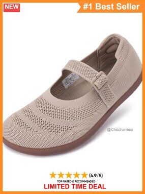 Wide Toe Box Mary Jane Flats Knit Zero Drop Barefoot Shoes